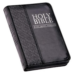 KJV Holy Bible, Mini Pocket Bible – Zippered Black Faux Leather Bible…