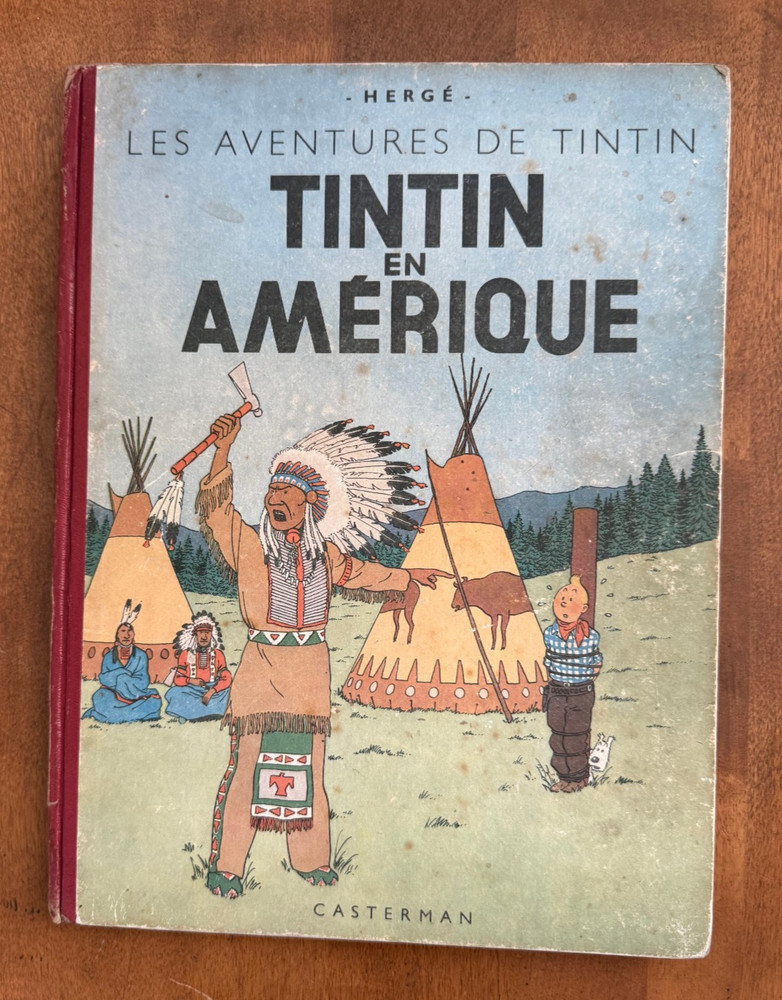Hergé Tintin en Amérique 1st edition 1945 French Dos Pelior Rouge Red Title RARE