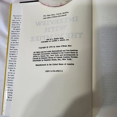 Ann Rice: Interview With The Vampire 1976 1st Edition – 0394498216
