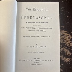 RARE Antique 1909 “The Etiquette of Freemasonry” Handbook, Third Edition