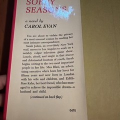 Glad and Sorry Seasons Carol Evan First Edition First Print 1970 HC DJ Fiction