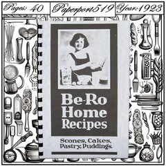 1923 Be-Ro Home Recipes Vintage Cook Book 40 Pages