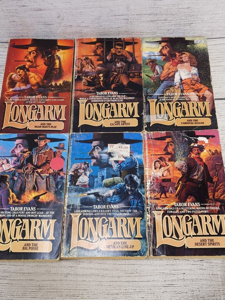Lot of 6 Longarm by Tabor Evans Adult Western Vintage Paperback Book