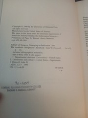 The Academic Chairperson’s Handbook Creswell 1990 University Nebraska Press