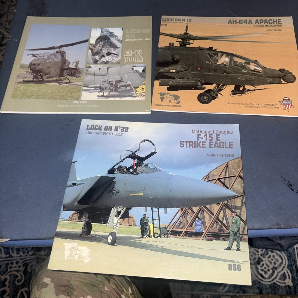 3 Verlinden Lock On Books F 15 E strike eagle H 64 a Apache a H1S cobra ￼