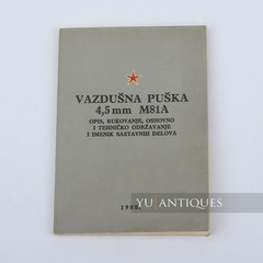 JNA YPA Yugoslav Peoples Army Manual Book For Air Rifle 4,5mm M81A Handling Etc