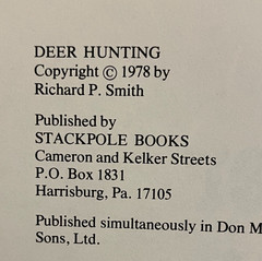 Deer Hunting by Richard P. Smith 1978 HC/DJ Vintage Classic Book
