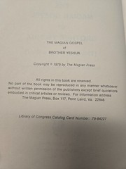 The Magian Gospel of Brother Yeshua by Charles C. Wise Jr. (Paperback, 1st 1979)