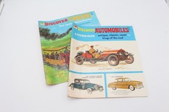 2 Vintage Whitman Sticker Books Discover Trains Automobiles Unused