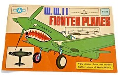 Coloring Book WWII Fighter Planes Design Draw 46 pages Softcover 1980 Vintage