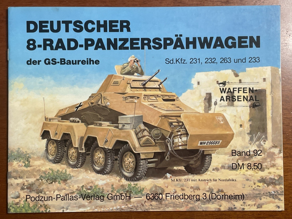 8-Rad Panzerspähwagen – Waffen Arsenal Book #92, 48 pages, B&W – German Language