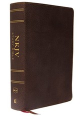 product image NKJV Study Bible, Premium Calfskin Leather, Brown, Full-Color, Com