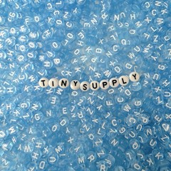 Translucent LIGHT BLUE, White Letter A-Z Alphabet Individual Beads (7MM)