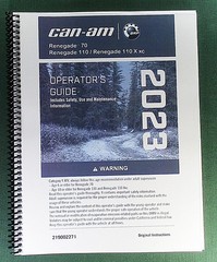2023 Can-Am Renegade 110 X xc Owner’s Manual: 212 Pages & Protective Covers
