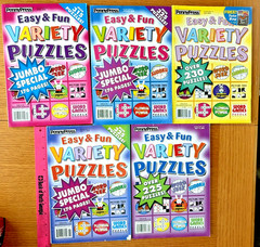 Lot of 5 PENNY PRESS EASY & FUN VARIETY PUZZLES UNSOLVED w Free Shipping Rtl $38