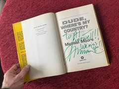 Dude, Where’s My Country? Book Signed by Michael Moore To Al Lewis Hard Cover