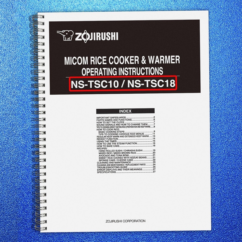 ZOJIRUSHI NS-TSC10 18 Micom Rice Cooker Operating Instructions Manual – FIXED