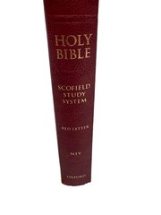 ✝️ HOLY BIBLE Scofield Study System Red Letter NIV ED Oxford 2004 Bonded Leather