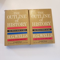 The Outline of History H G Wells Hardcover 1961 Dust Jacker Vol 1 2 Book Set Lot