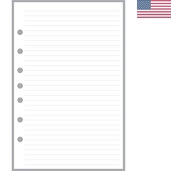 Classic Size Notes Insert with Simple Lines Spaced 1/4″, Sized and Punched wi…