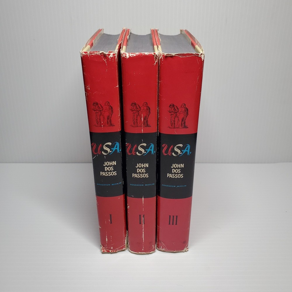 Vintage John Dos Passos U.S.A Trilogy (3 Volumes) 1960 Illustrated HC’s w/DJ BCE