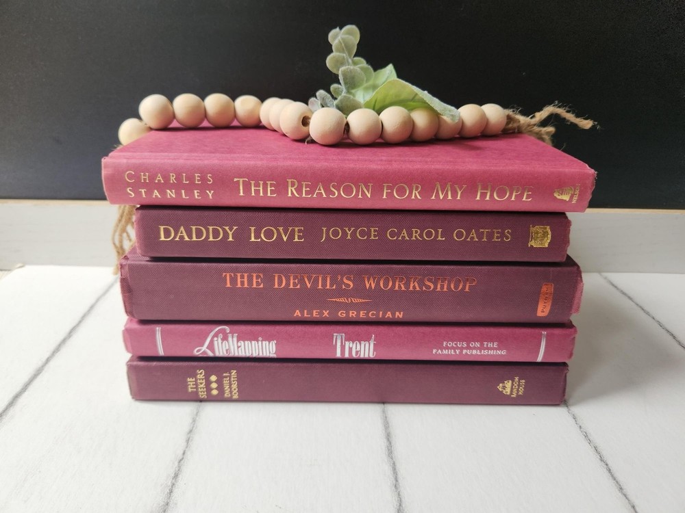 Plum Colored Decorative Book Bundle: Set of 5 Mauve Hardbacks